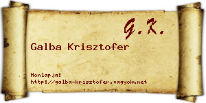 Galba Krisztofer névjegykártya